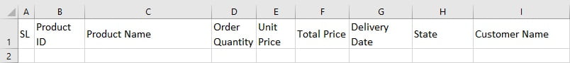 Excel database columns headers