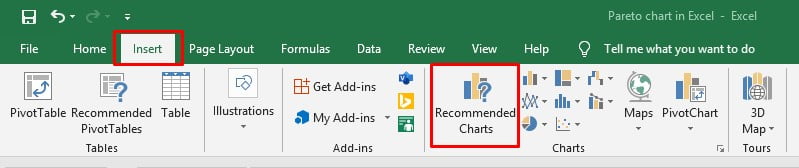 Insert chart in Recommended Graphics