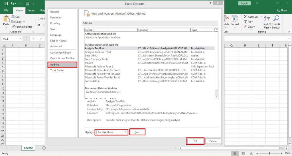 Activate and use an add-ins in Excel