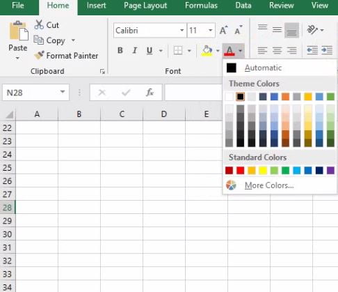 Font color in Excel
