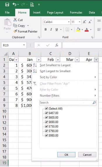 Filter your Excel data