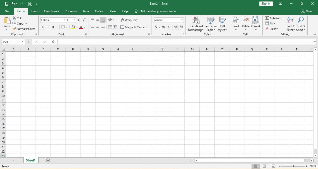 Excel default worksheet