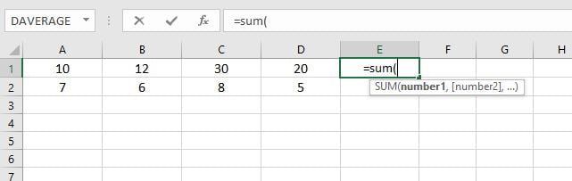 Excel function arguments