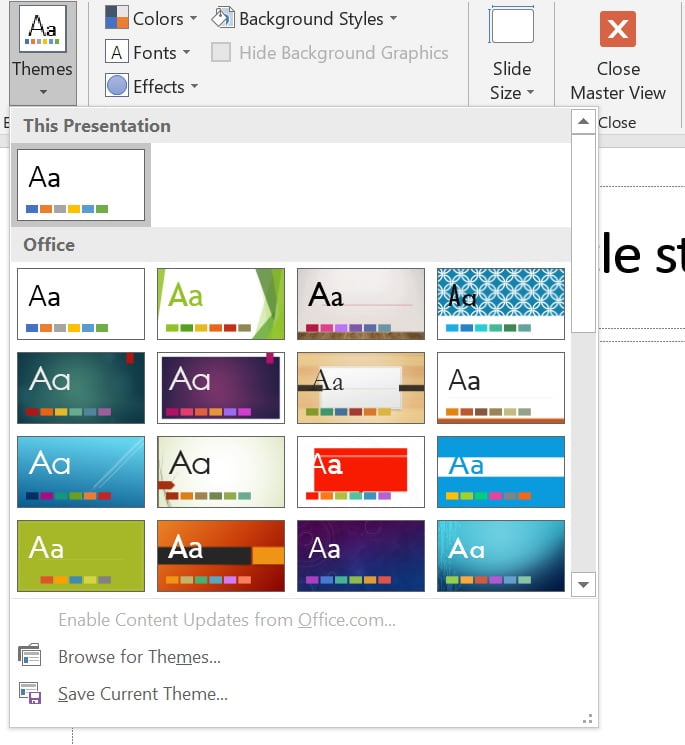 Select a new design in PowerPoint Select theme for a new design in PowerPoint