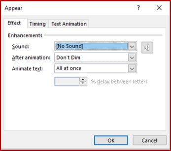 powerpoint animation effect options