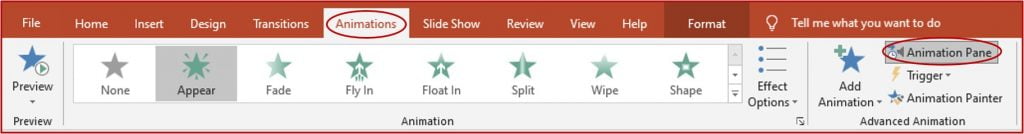 animations tab on powerpoint