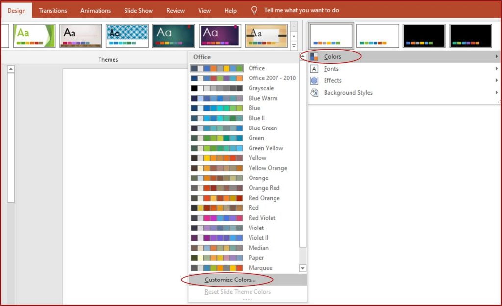 powerpoint colors item list
