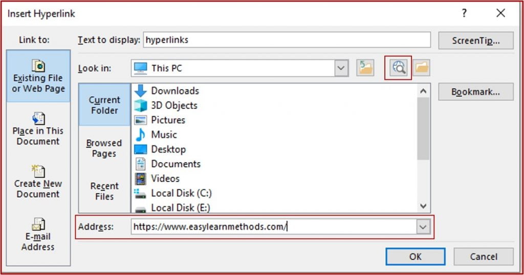 link in powerpoint to web page
