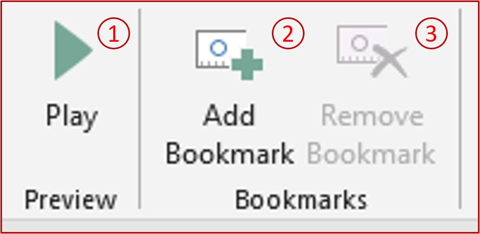 preview and bookmarks option on powerpoint