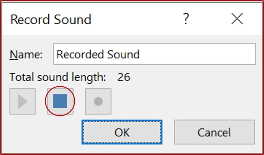 stop recording button on powerpoint