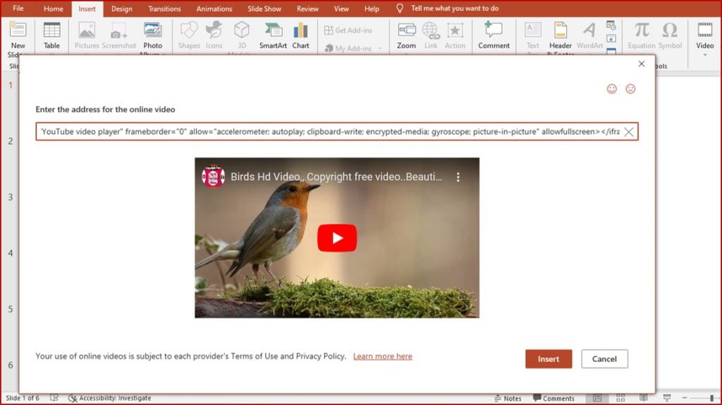 add youtube video using embed code