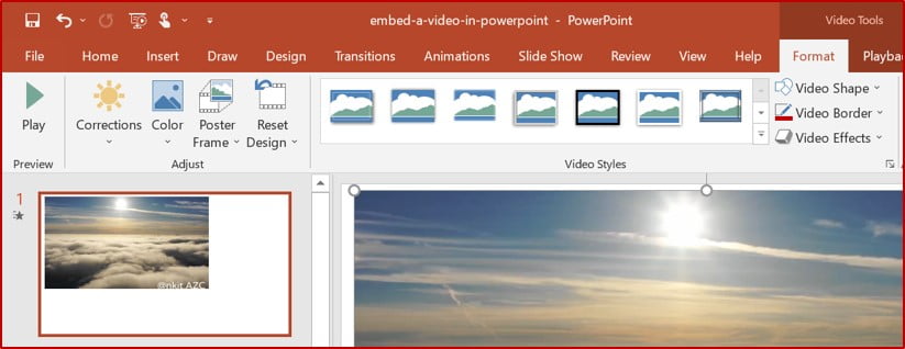 adjust powerpoint video