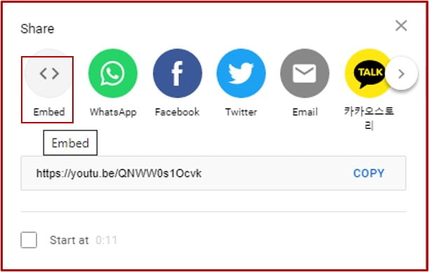 click on embed button
