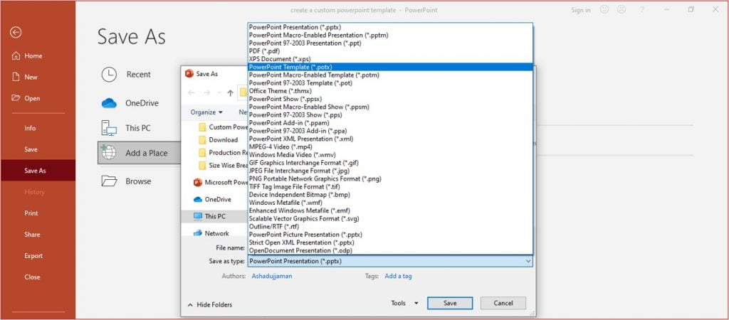 save as a .potx file