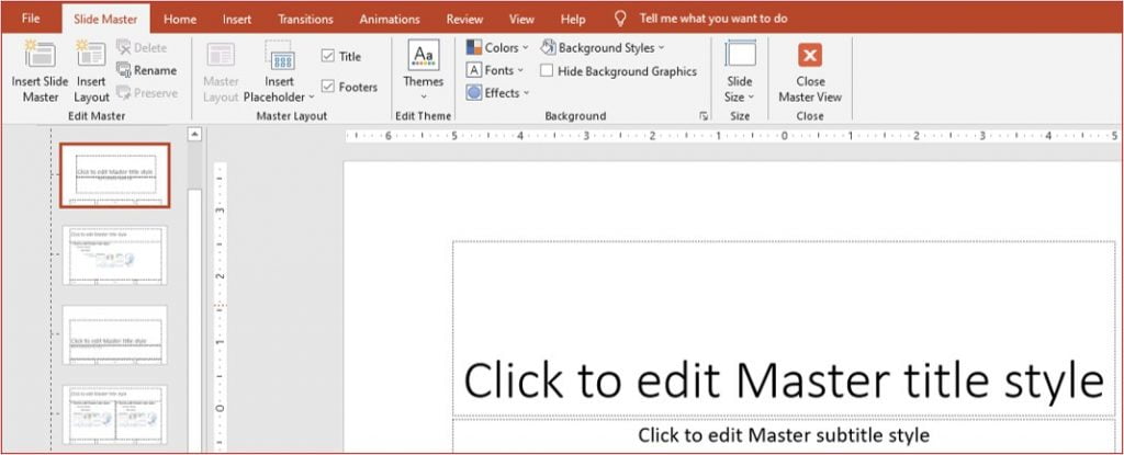 slide master tab