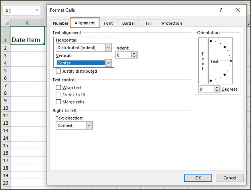 format cells dialog box