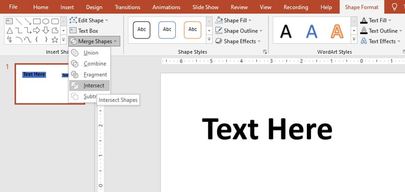 intersecting text shape