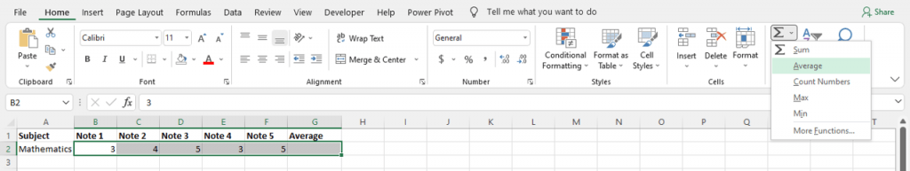 average auto function
