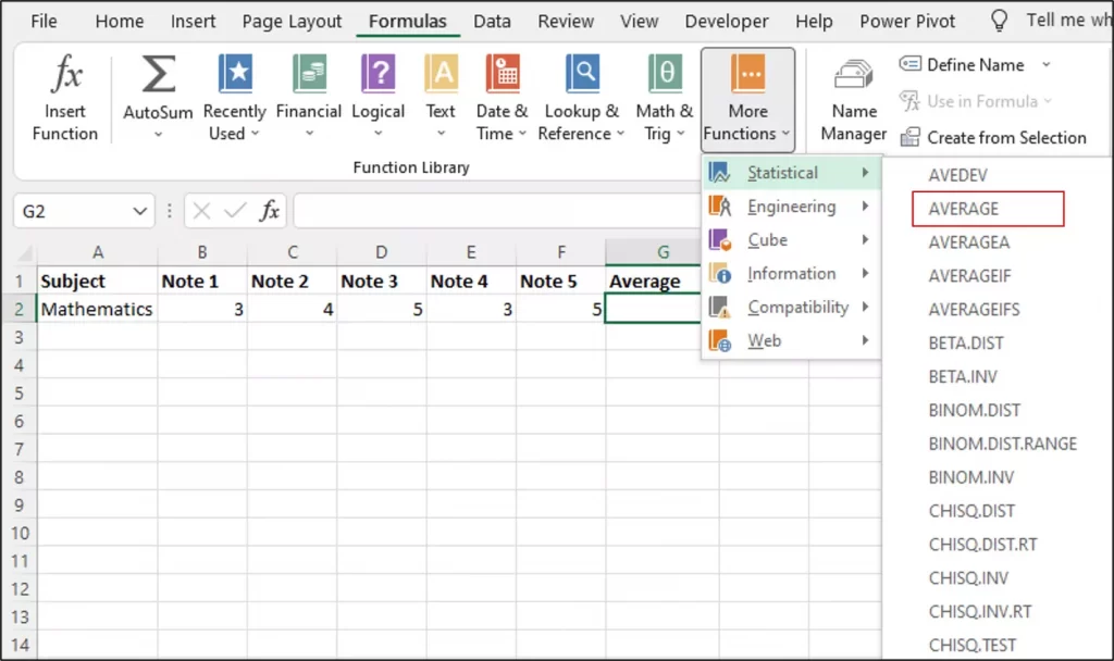 average on function library