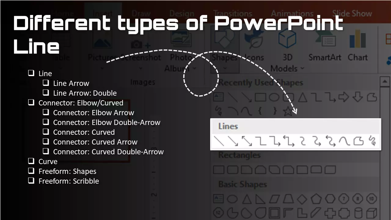 presentation draw line different types of powerpoint line