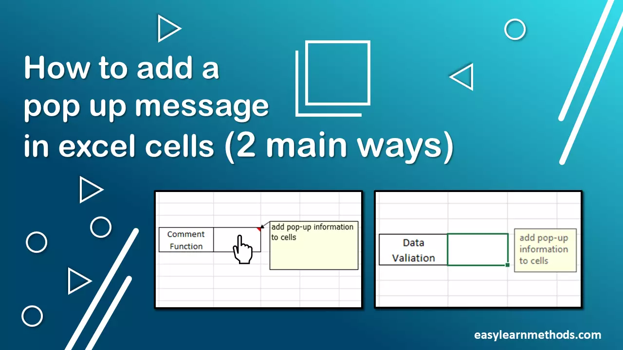 How To Add A Pop up Message In Excel Cells 2 Main Ways 
