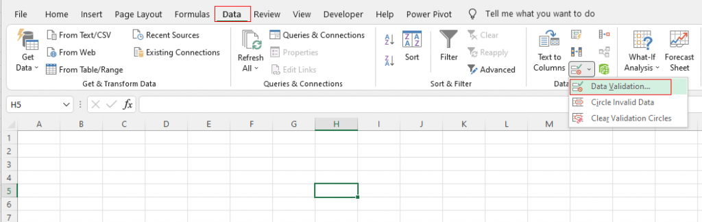 select data validation
