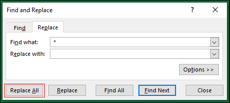 click on replace all