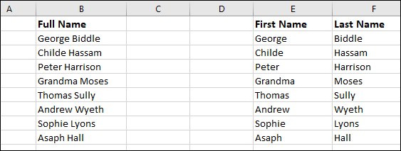 split the first and last names