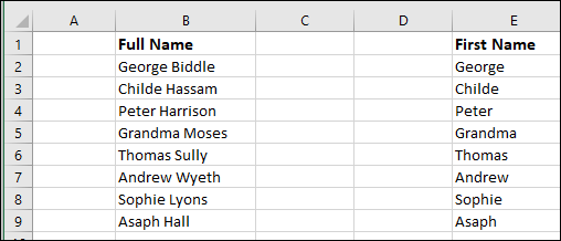split first names