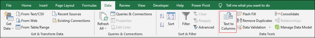 text to columns