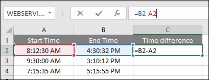 subtracting time simple formula