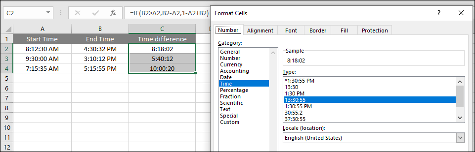 subtract time with if function