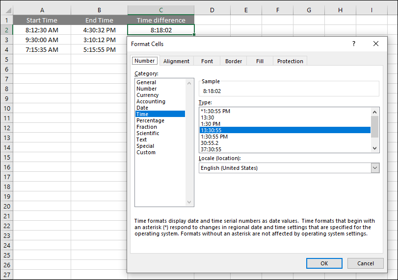 apply the time format