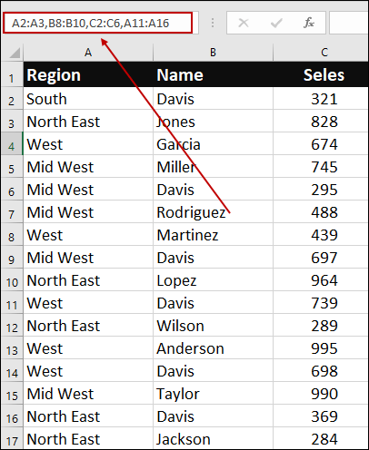 type cell reference in the name Box