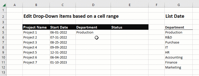 edit drop-down items based on a cell range