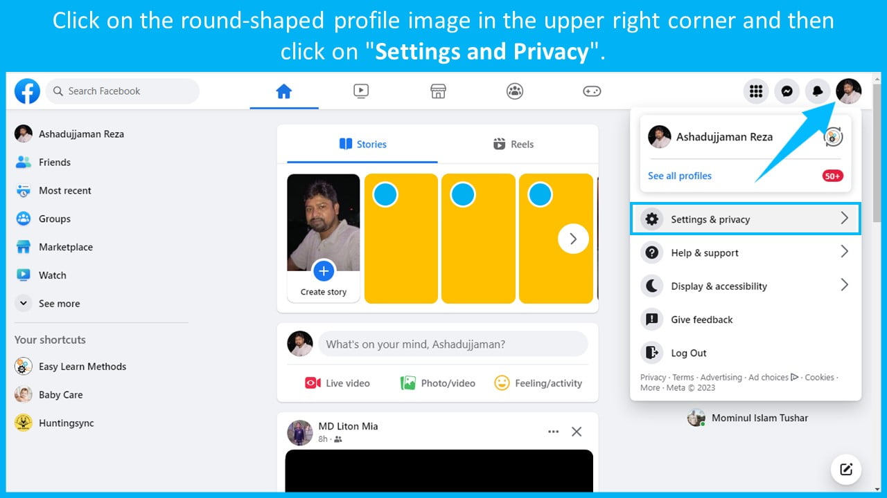 Facebook Settings and Privacy Option