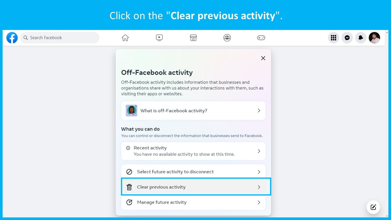 off facebook activity window