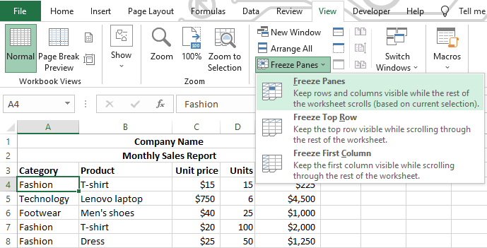 freeze multiple rows